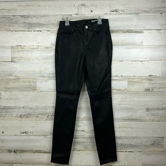 Blank NYC womens sz 26 black vegan leather mid rise skinny pants new - Picture 1 of 9